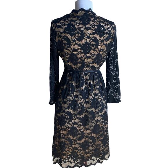 Y2K MAX STUDIO Black Lace Mini Midi Dress Size M Babydoll Cocktail Whimsigoth - Picture 4 of 10